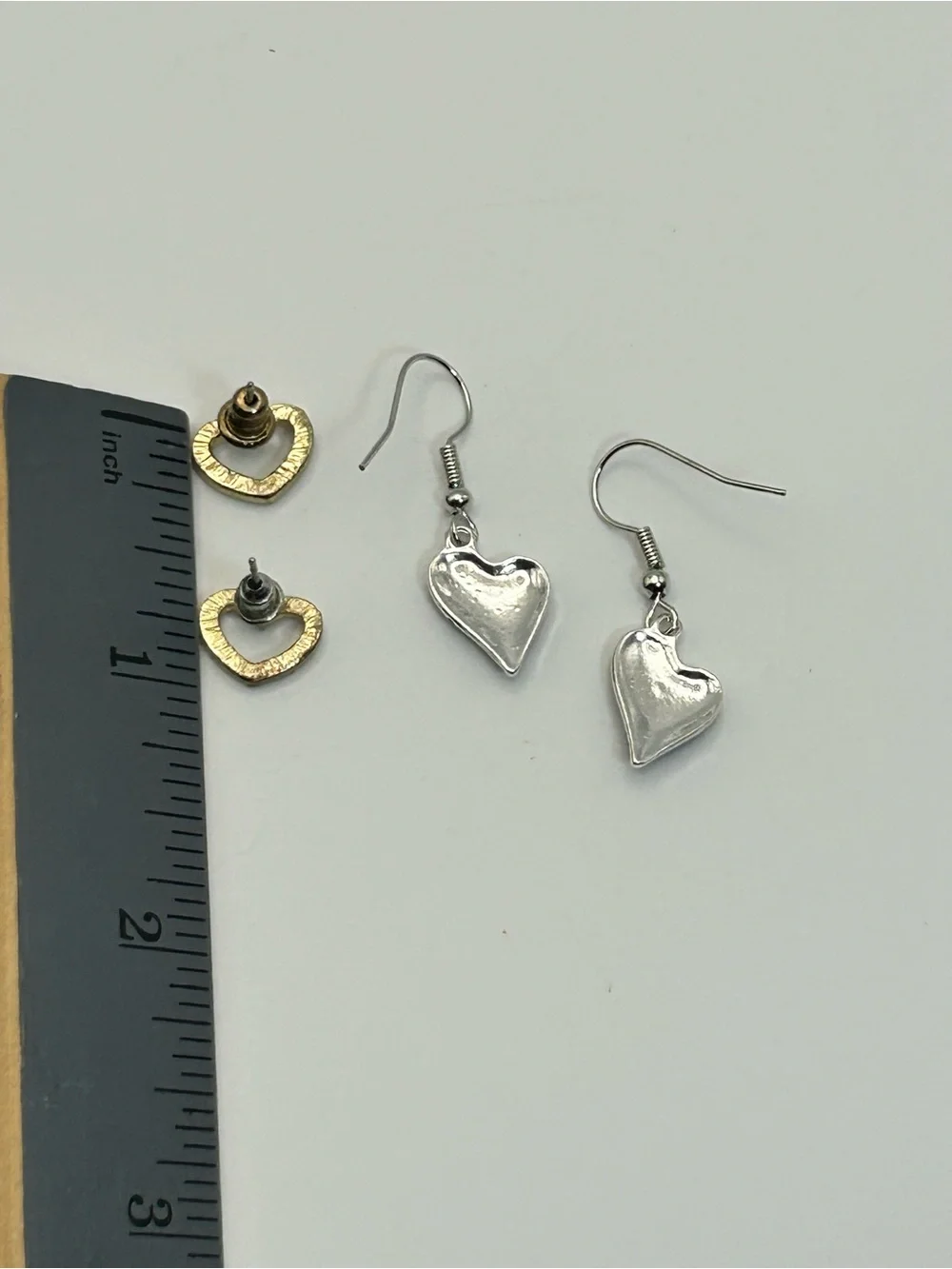 2 Pair Silver-tone Heart Earrings Blue Dangle, Crystal Studs
